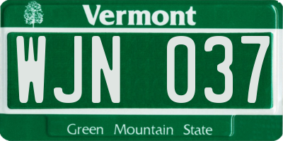 VT license plate WJN037