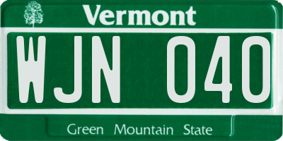 VT license plate WJN040