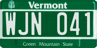 VT license plate WJN041