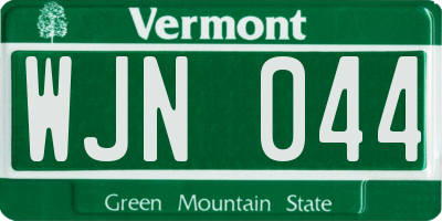 VT license plate WJN044