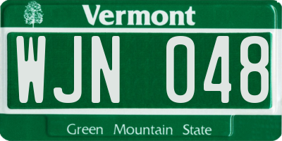 VT license plate WJN048