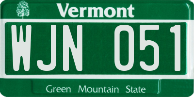 VT license plate WJN051