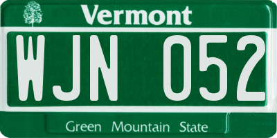 VT license plate WJN052