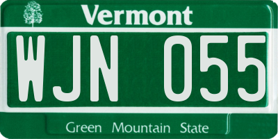 VT license plate WJN055