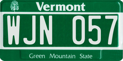 VT license plate WJN057