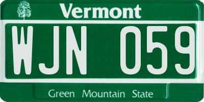 VT license plate WJN059