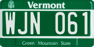 VT license plate WJN061
