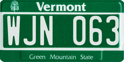 VT license plate WJN063
