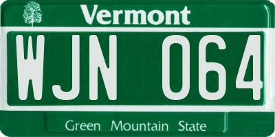 VT license plate WJN064