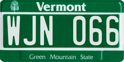 VT license plate WJN066