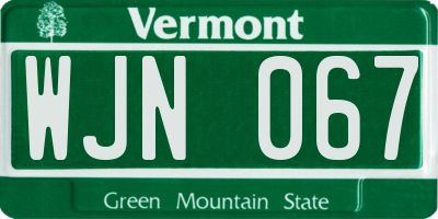 VT license plate WJN067