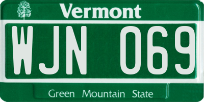 VT license plate WJN069