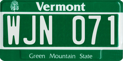 VT license plate WJN071