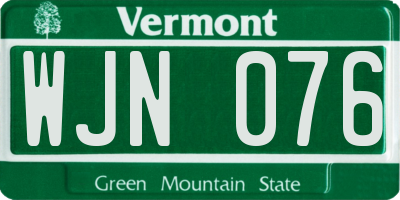 VT license plate WJN076