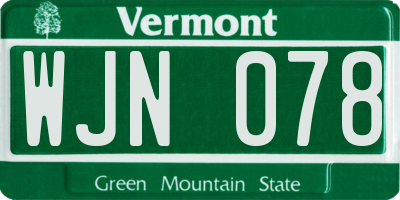 VT license plate WJN078
