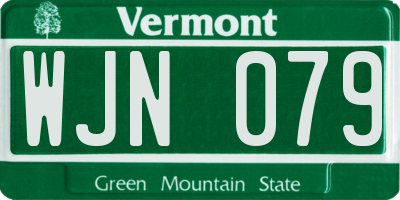 VT license plate WJN079