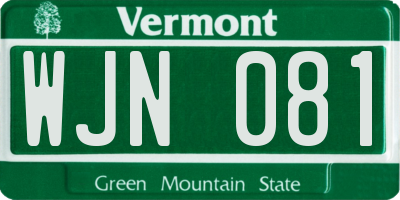 VT license plate WJN081