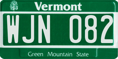 VT license plate WJN082