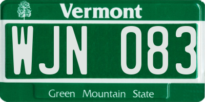 VT license plate WJN083