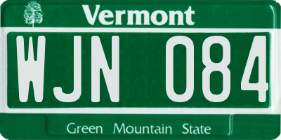 VT license plate WJN084
