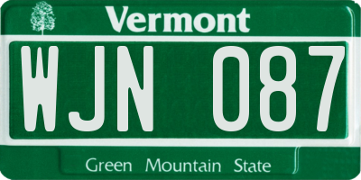 VT license plate WJN087
