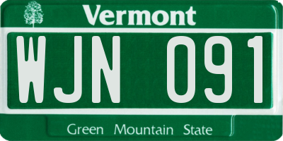 VT license plate WJN091