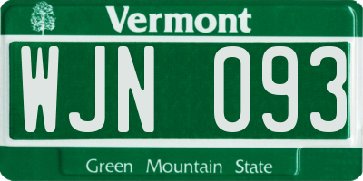 VT license plate WJN093