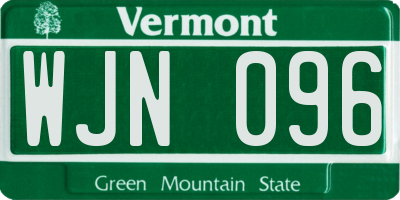 VT license plate WJN096