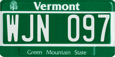VT license plate WJN097
