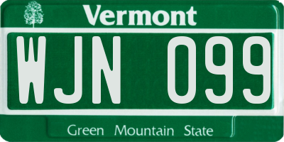 VT license plate WJN099