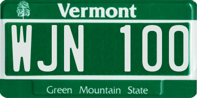 VT license plate WJN100