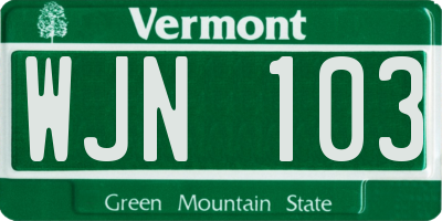 VT license plate WJN103