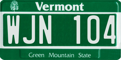 VT license plate WJN104