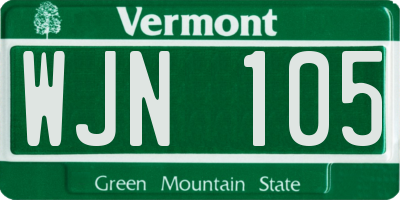VT license plate WJN105