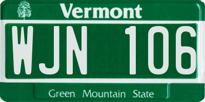 VT license plate WJN106