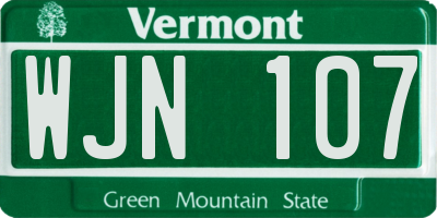 VT license plate WJN107