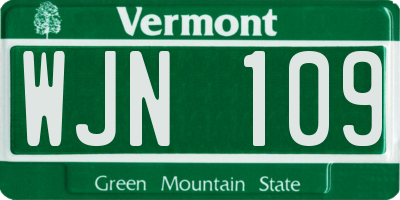 VT license plate WJN109