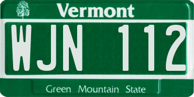VT license plate WJN112