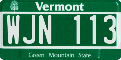 VT license plate WJN113