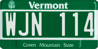 VT license plate WJN114