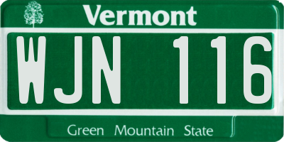 VT license plate WJN116