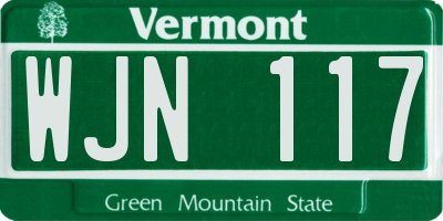 VT license plate WJN117