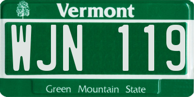 VT license plate WJN119