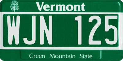 VT license plate WJN125