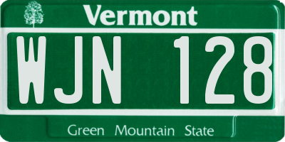 VT license plate WJN128