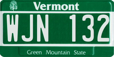 VT license plate WJN132