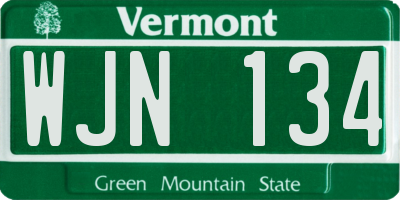 VT license plate WJN134