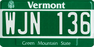 VT license plate WJN136