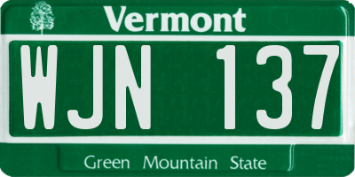 VT license plate WJN137