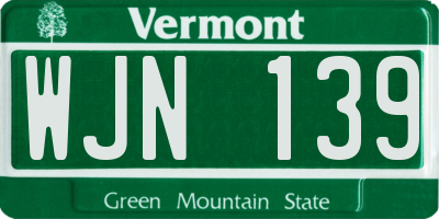 VT license plate WJN139